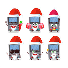 Santa Claus emoticons with grey payment terminal cartoon character