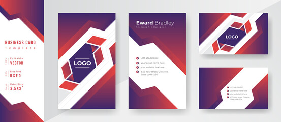  Horizontal & Vertical Gradient Color business card&nbsp;Template Set.