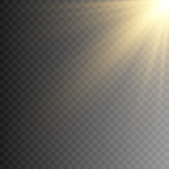 Light. Golden light effect, lighting, flash. The illustration is drawn on a checkered background.