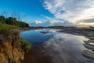 Fototapeta premium Beautiful cloudy evening at Dainthlen Waterfall near Cherrapunji ,Meghalaya, India, Asia