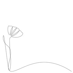 Flower on white background. Continuous line drawing vector illustration