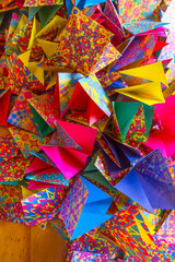 Colorful origami paper cranes 