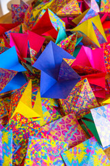 Colorful origami paper cranes 