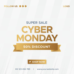 Cyber Monday Sale Banner Background Design Template, Social Network Marketing Promotion Concept