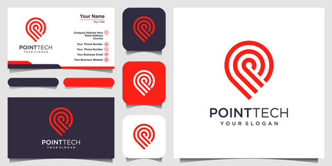 Point Tech Logo Template Design. Creative Vector technology, electronics, digital, logotype, for Icon or Design Concept. and business card design © gemilang