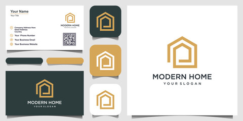 build house logo design with line art style. home build abstract For Logo Design Inspiration.