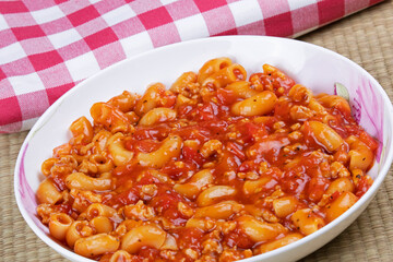 Plateful of delicious Goulash and noodles