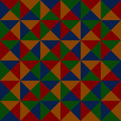 four color triangles. vector seamless pattern. dark repetitive background. fabric swatch. wrapping paper. continuous print. geometric shapes. design element for decor, textile, apparel, phone case