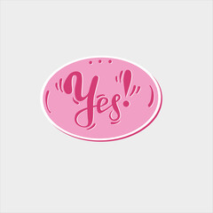 YES social network sticker flat design hand drawn
