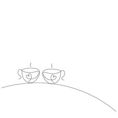 Cup of coffee on table, love heart background vector illustration