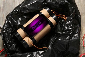 Bomb with timer in bag