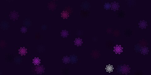 Light Pink vector doodle texture with flowers.