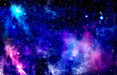 Bright space background for design, outer space nebula and stars