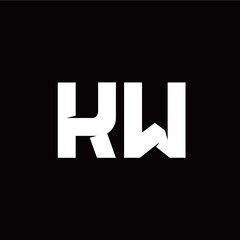 K W letter monogram style initial logo template