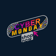 Cyber monday. Vector background for Cyber Monday Sale. Sale banner with geometric shapes and text.