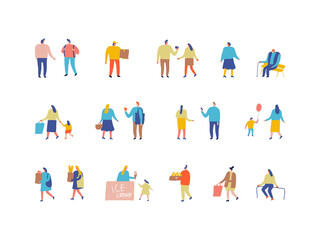People Flat Vector Set. Crowd.