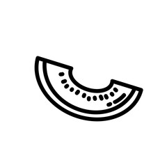 Cantaloop melon flat outlined icon. Vector fruit logo isolated on white background. Vegan food symbol, media glyph for web
