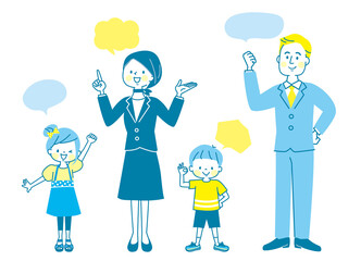 かわいい笑顔の家族セット