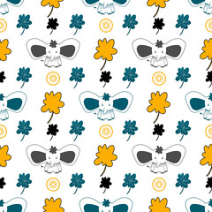 Children's pattern with an elephant and plants. Animals Of Africa