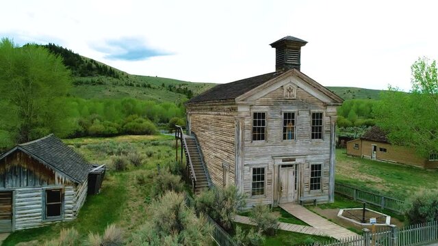 Western town homes in Montana freemasonry freemason masonic ghostly and mystic aerial View Drone&nbsp;