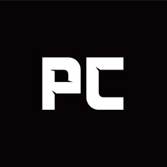 P C letter monogram style initial logo template