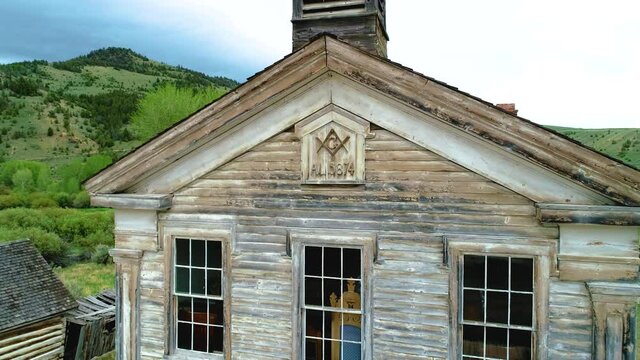 Western town homes in Montana freemasonry freemason masonic ghostly and mystic aerial View Drone&nbsp;