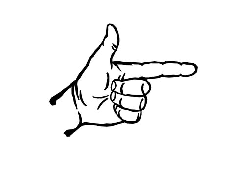 Finger point gun symbol hand vector illustration