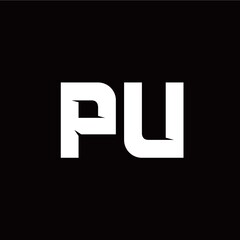 P U letter monogram style initial logo template