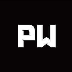 P W letter monogram style initial logo template
