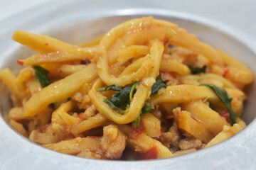 Stir-fried bamboo shoots thai street food