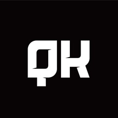 Q K letter monogram style initial logo template