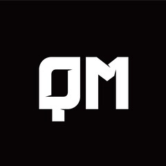 Q M letter monogram style initial logo template