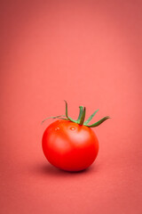 Creative red layout made of tomato. Flat lay. Food concept