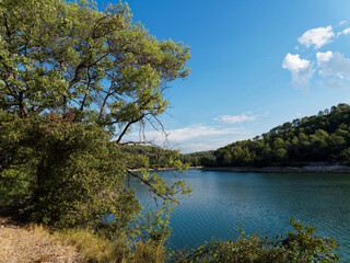 The lake of Sainte Suzanne called lac de Carcès, ocean of freshness in the heart of the Var in Green Provence