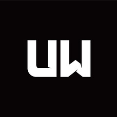 U W letter monogram style initial logo template