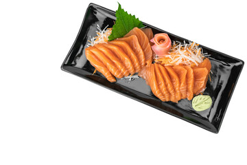 Salmon Sashimi on white background.  Japan food concept
