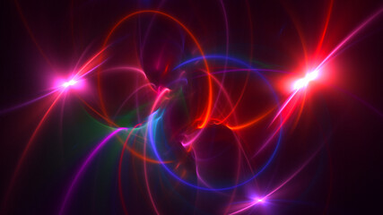 3D rendering abstract multicolor fractal light background