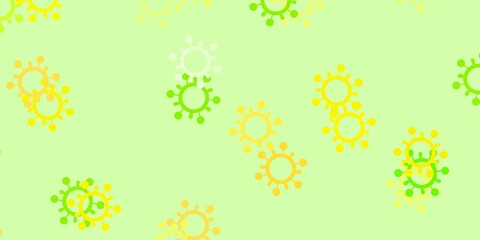 Light green, red vector pattern with coronavirus elements.