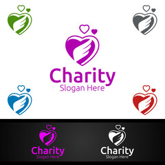 Angel Helping Hand Charity Foundation Creative Logo for Voluntary Church or Charity Donation