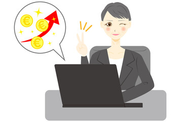 パソコン　女性　ミドル　会社員　ユーロ　プラス