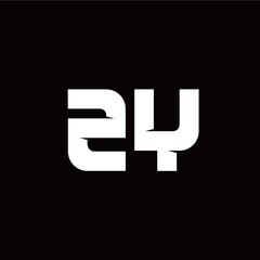 Z Y letter monogram style initial logo template