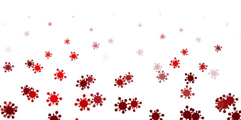 Light red vector background with covid-19 symbols.