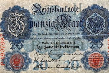 Deutsche Reichsmark Geldschein von 1914