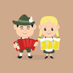 A cute couple of kids in Octoberfest costume