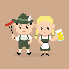A cute couple of kids in Octoberfest costume