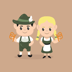 A cute couple of kids in Octoberfest costume