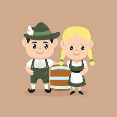 A cute couple of kids in Octoberfest costume