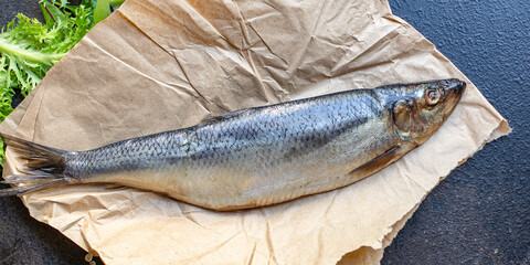 herring raw fish seafood natural product top view place for text copy space keto or paleo diet pescetarian food background rustic