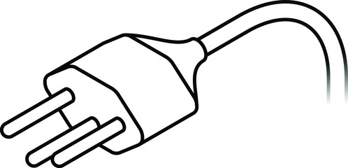 International AC power plug: Switzerland. Three pins. Line art.