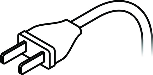 International AC power plug: US, China, Taiwan. Two flat pins. Line art.